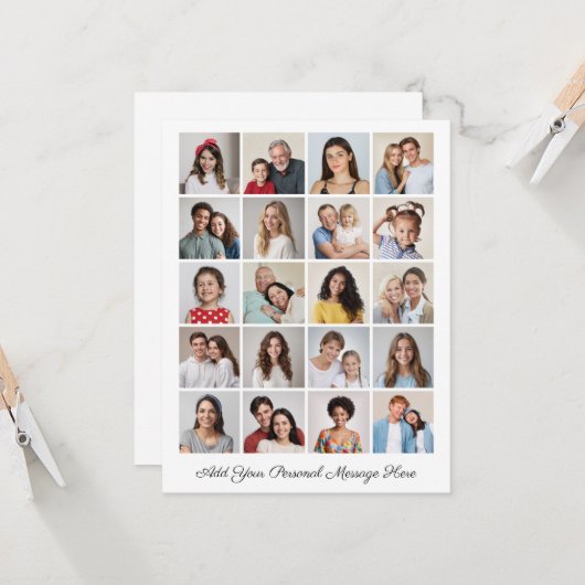 Creëer Your Own 20 Photo Collage Kaart (Voorkant / Achterkant in situ)