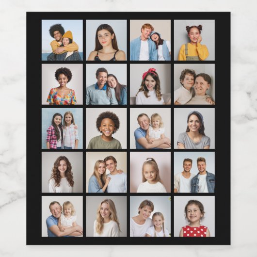 Creëer Your Own 20 Photo Collage Wijn Etiket (Enkel label)