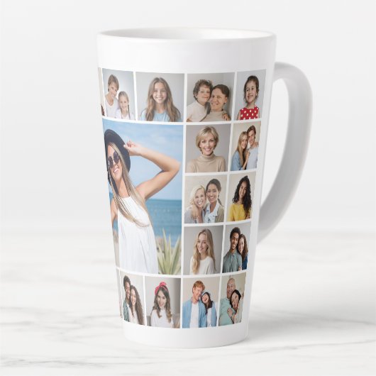 Creëer Your Own 27 Photo Collage Latte Mok (Rechterhoek)