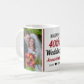 Creëer Your Own 2 Foto 40th Wedding Jubileum   Koffiemok (Voorkant links)