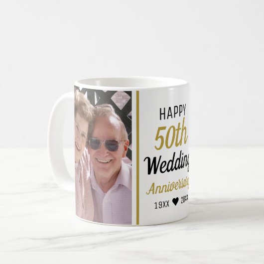 Creëer Your Own 2 Foto 50th Wedding Jubileum Koffiemok (Voorkant links)