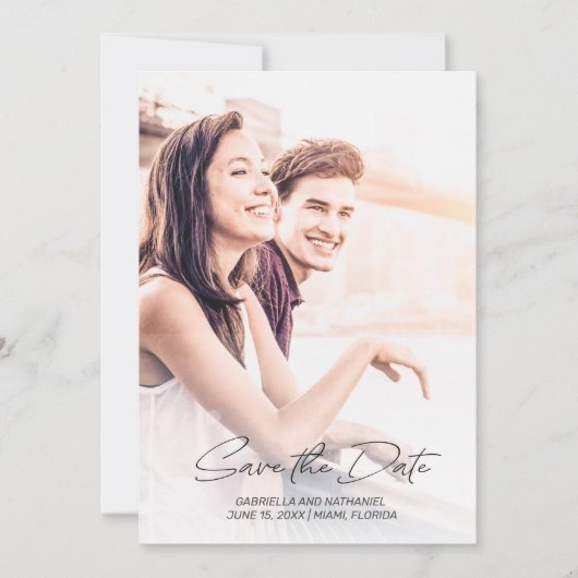 Creëer Your Own 2 Photo Simple Wedding Save The Date (Voorkant)