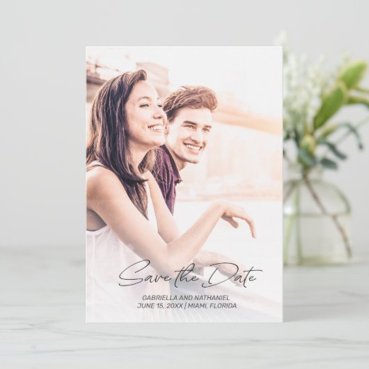 Creëer Your Own 2 Photo Simple Wedding Save The Date (Staand voorkant)