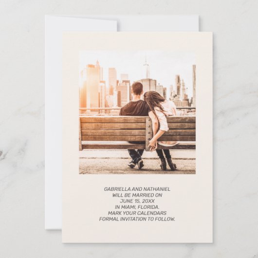 Creëer Your Own 2 Photo Simple Wedding Save The Date (Achterkant)