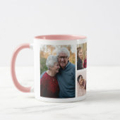 Creëer Your Own 5 Fotocollage Monogrammed Roze Mok (Links)