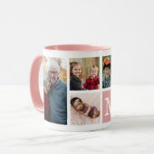 Creëer Your Own 5 Fotocollage Monogrammed Roze Mok (Voorkant links)