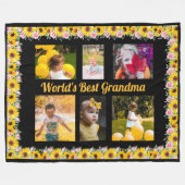 Creëer Your Own 6-Photo Collage Black Fleece Deken (Voorkant (Horizontaal))