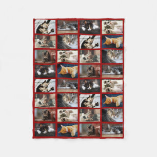 Creëer Your Own 8 Fotocollage op Donkerrood Fleece Deken