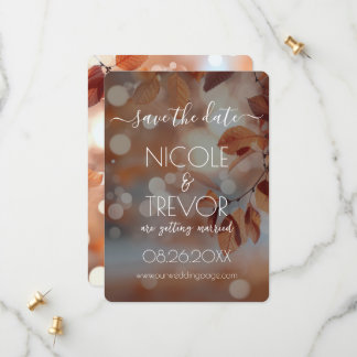 Creëer Your Own - Autumn Leaves Bokeh Save The Date