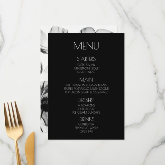Creëer Your Own - B&W X-Ray Wildflowers Menu (Voorkant / Achterkant in situ)
