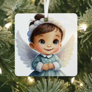 Creëer Your Own Baby's 1st Christmas Happy Angel Metalen Ornament