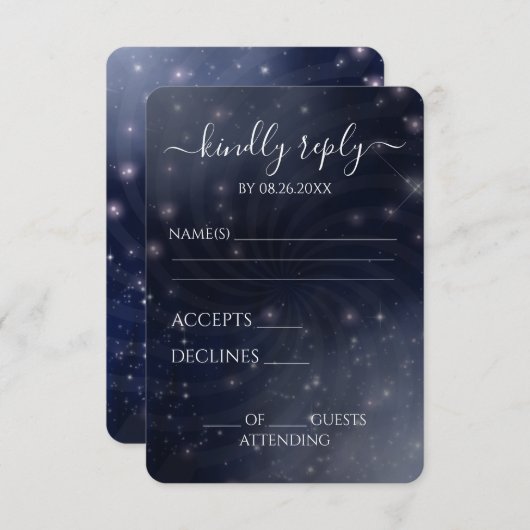 Creëer Your Own beroemd gemaakt door Spiral Starry RSVP Kaartje (Voorkant / Achterkant)