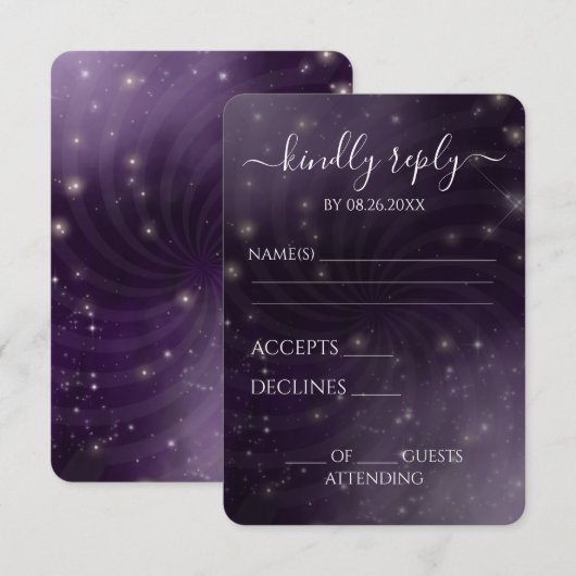 Creëer Your Own beroemd gemaakt door Spiral Starry RSVP Kaartje (Voorkant / Achterkant)