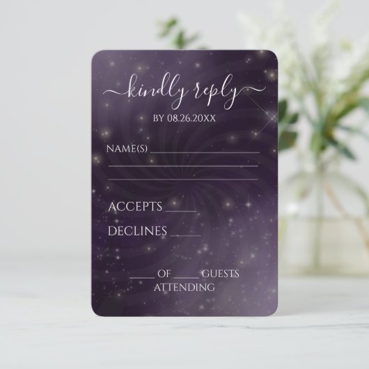 Creëer Your Own beroemd gemaakt door Spiral Starry RSVP Kaartje (Staand voorkant)