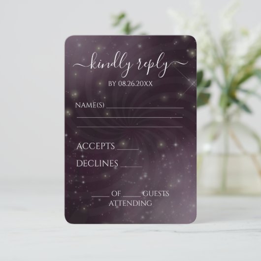 Creëer Your Own beroemd gemaakt door Spiral Starry RSVP Kaartje (Staand voorkant)