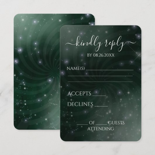 Creëer Your Own beroemd gemaakt door Spiral Starry RSVP Kaartje (Voorkant / Achterkant)