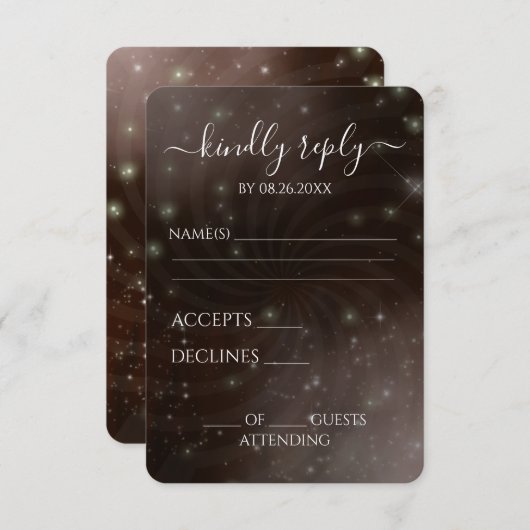 Creëer Your Own beroemd gemaakt door Spiral Starry RSVP Kaartje (Voorkant / Achterkant)