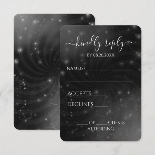 Creëer Your Own beroemd gemaakt door Spiral Starry RSVP Kaartje (Voorkant / Achterkant)