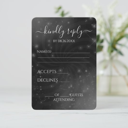 Creëer Your Own beroemd gemaakt door Spiral Starry RSVP Kaartje (Staand voorkant)