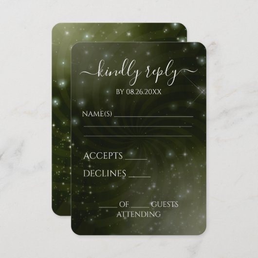 Creëer Your Own beroemd gemaakt door Spiral Starry RSVP Kaartje (Voorkant / Achterkant)