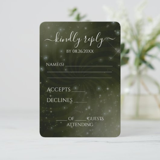 Creëer Your Own beroemd gemaakt door Spiral Starry RSVP Kaartje (Staand voorkant)