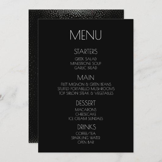 Creëer Your Own - Black Speckled Back Menu (Voorkant / Achterkant)