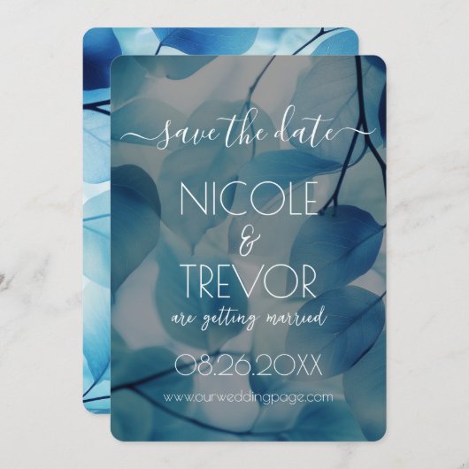 Creëer Your Own - Blauwe Röntgenfoto Bladeren Save The Date (Voorkant / Achterkant)