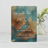 Creëer Your Own - Blauwgroen Bokeh Sinaasappels Bl Save The Date (Staand voorkant)