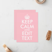 Creëer Your Own Blijf kalm en ga verder Notitiekaartje (Voorkant / Achterkant in situ)