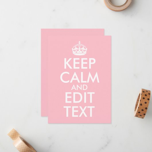 Creëer Your Own Blijf kalm en ga verder Notitiekaartje (Voorkant / Achterkant in situ)