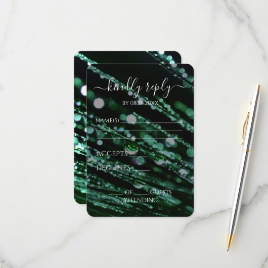 Creëer Your Own - Bokeh Frosted Branches RSVP Kaartje (Voorkant / Achterkant in situ)