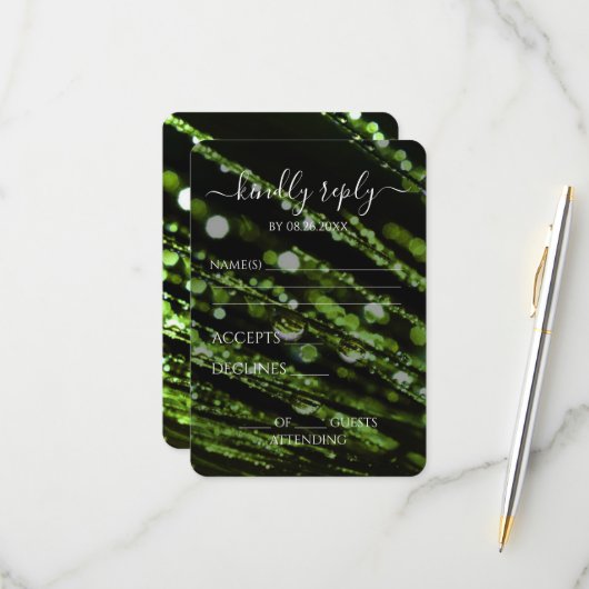 Creëer Your Own - Bokeh Frosted Branches RSVP Kaartje (Voorkant / Achterkant in situ)