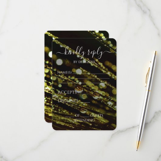 Creëer Your Own - Bokeh Frosted Branches RSVP Kaartje (Voorkant / Achterkant in situ)