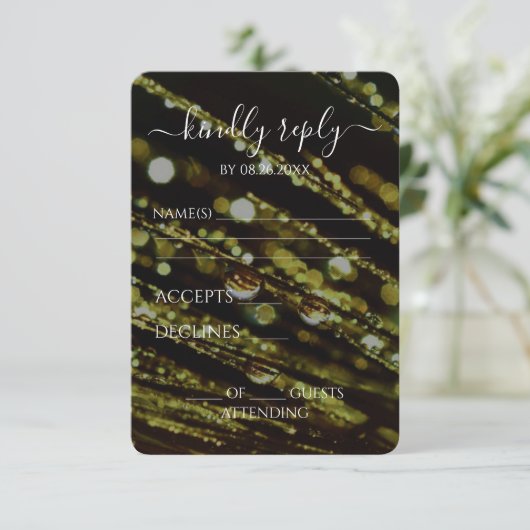 Creëer Your Own - Bokeh Frosted Branches RSVP Kaartje (Staand voorkant)