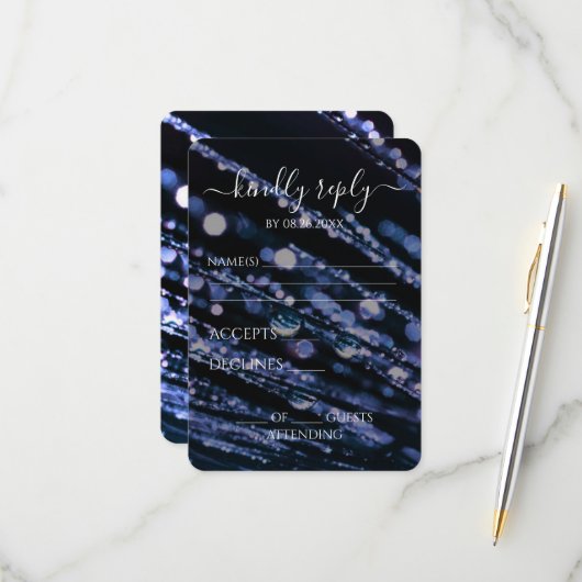 Creëer Your Own - Bokeh Frosted Branches RSVP Kaartje (Voorkant / Achterkant in situ)