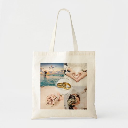 Creëer Your Own Bride and Groom Wedding Photo Tote Bag (Voorkant)