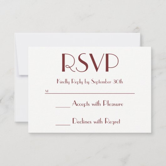 Creëer Your Own Burgundy and White RSVP (Voorkant)