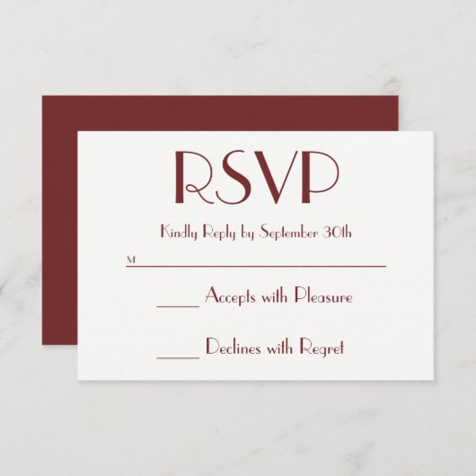 Creëer Your Own Burgundy and White RSVP (Voorkant / Achterkant)