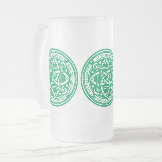 Creëer Your Own Celtic Knot Shamrock Green Irish Matglas Bierpul (Voorkant links)