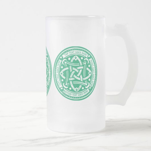 Creëer Your Own Celtic Knot Shamrock Green Irish Matglas Bierpul (Rechts)
