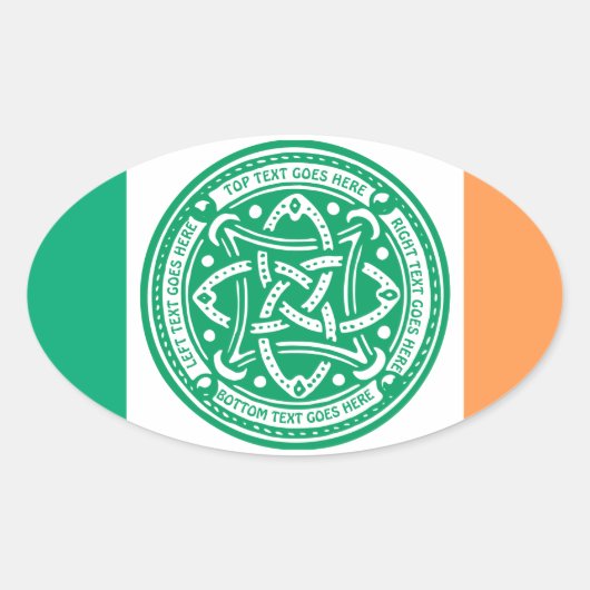 Creëer Your Own Celtic Knot Shamrock Green Irish Ovale Sticker (Voorkant)