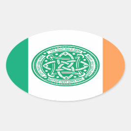 Creëer Your Own Celtic Knot Shamrock Green Irish Ovale Sticker