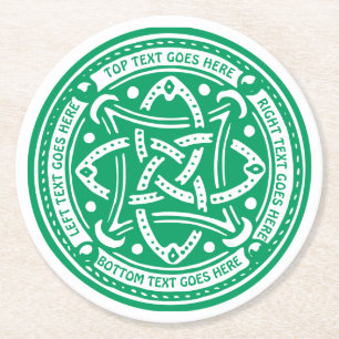 Creëer Your Own Celtic Knot Shamrock Green Irish Ronde Kartonnen Onderzetter
