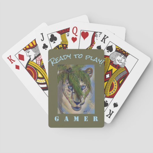 Creëer Your Own College Gamester Leopard Tiger Pokerkaarten (Achterkant)