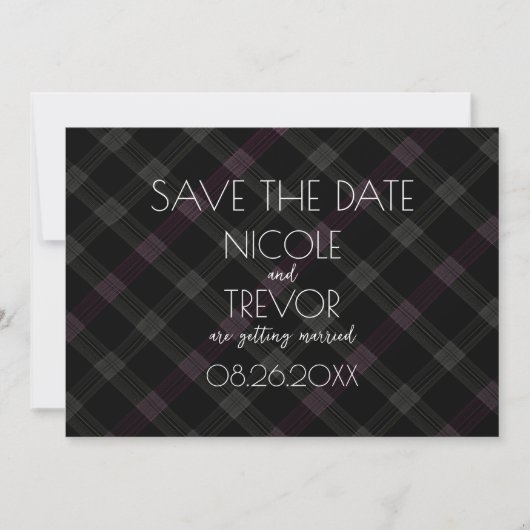 Creëer Your Own - Dark Grey Plaid Save The Date (Voorkant)