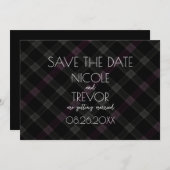 Creëer Your Own - Dark Grey Plaid Save The Date (Voorkant / Achterkant)