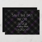 Creëer Your Own - Dark Grey Plaid Save The Date (Voorkant / Achterkant)