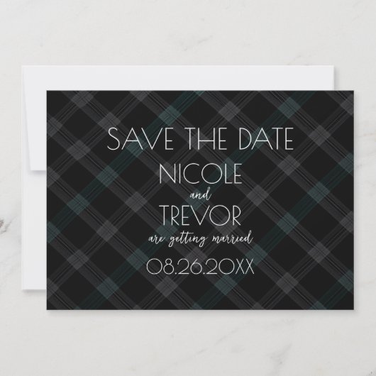Creëer Your Own - Dark Grey Plaid Save The Date (Voorkant)
