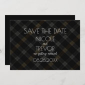 Creëer Your Own - Dark Grey Plaid Save The Date (Voorkant / Achterkant)