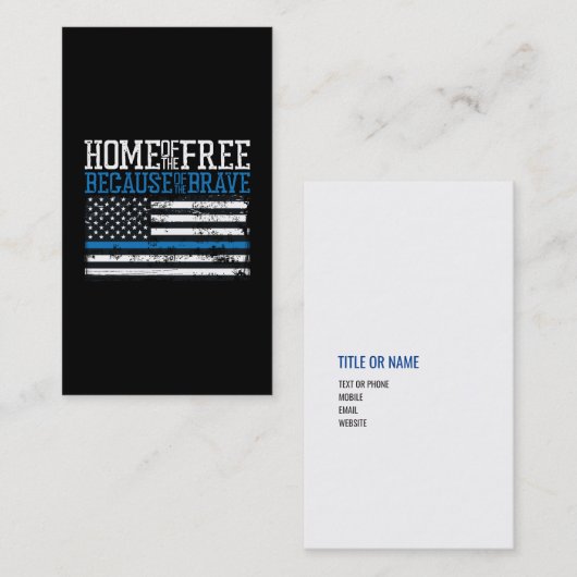 CREËER-YOUR-OWN DIY dunne blauwe lijn US FLAG Visitekaartje (Voorkant / Achterkant)